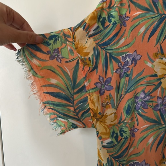 PHILOSOPHY | Anthropologie Orange & Green Casual Button Down Short Sleeve Shirt - Picture 5 of 10